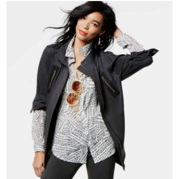 Cabi XS #3184 Mesh Back Jacket Knitt Black Gray Love Modern Mesh-Back Love Carol - Picture 1 of 8